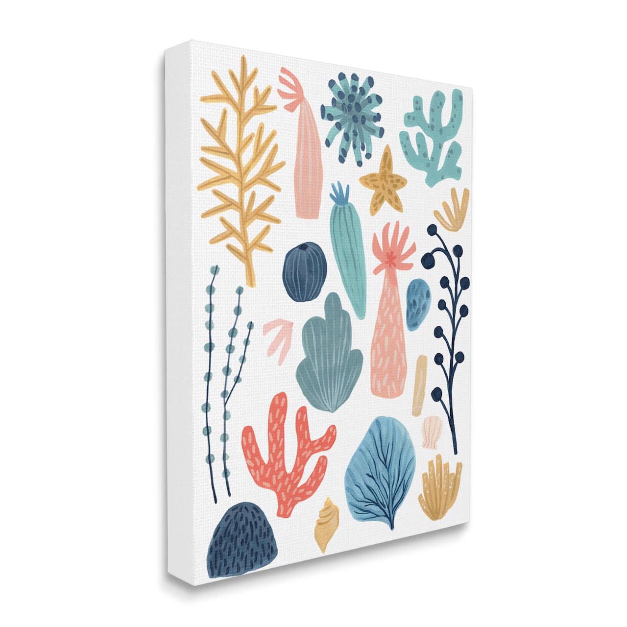 Stupell Industries Coral Reef Ocean Life Playful Pastel Sea Plants Canvas Wall Art
